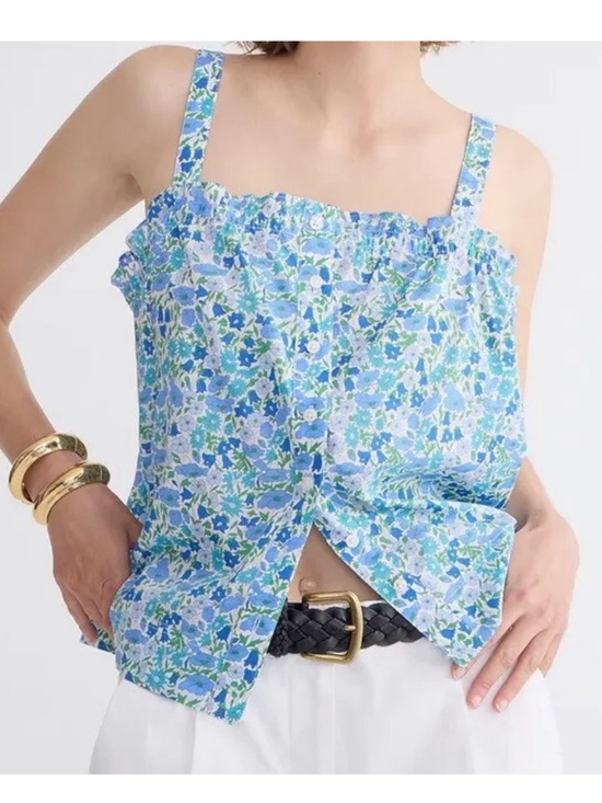 J. Crew Tops - NWT J.Crew Organic
Cotton Smocked Button Front
Liberty Print Tank Top sz M